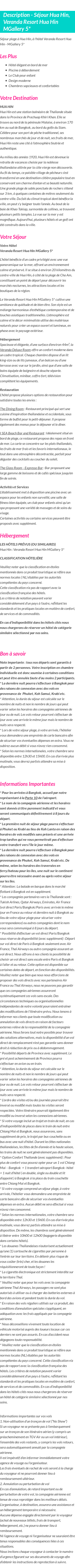Détails du séjour