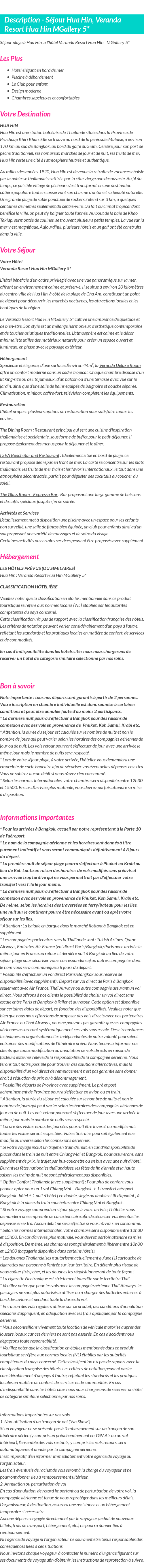 Détails du séjour