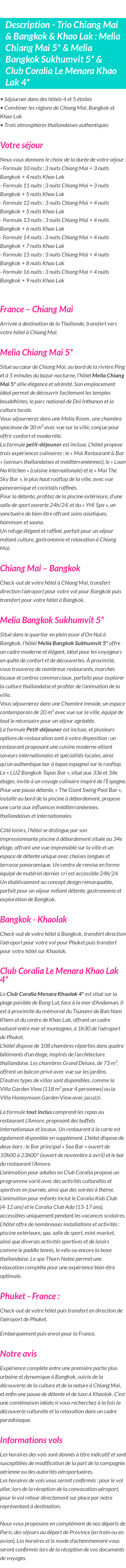Détails du séjour