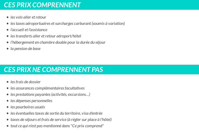 Conditions tarifaires