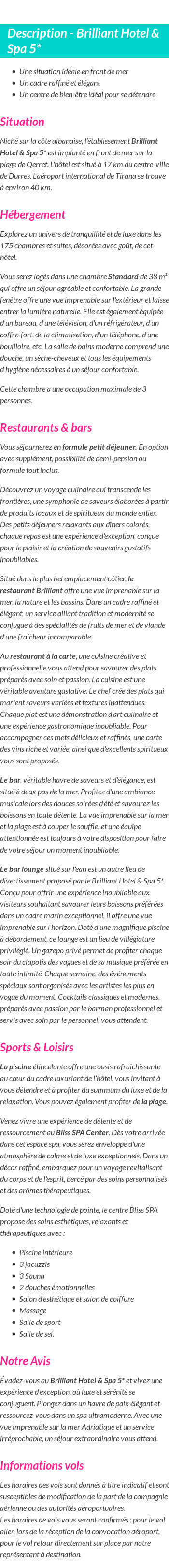 Détails du séjour