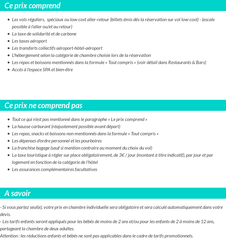 Conditions tarifaires