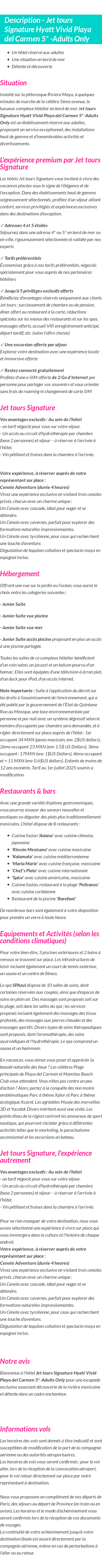 Détails du séjour