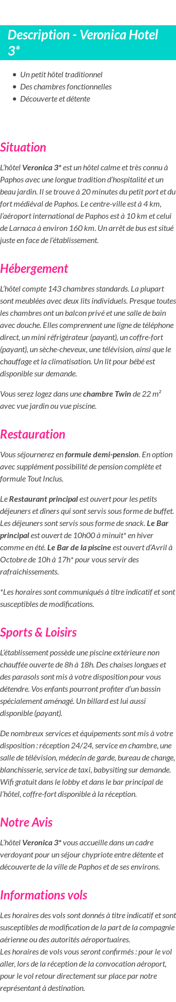 Détails du séjour
