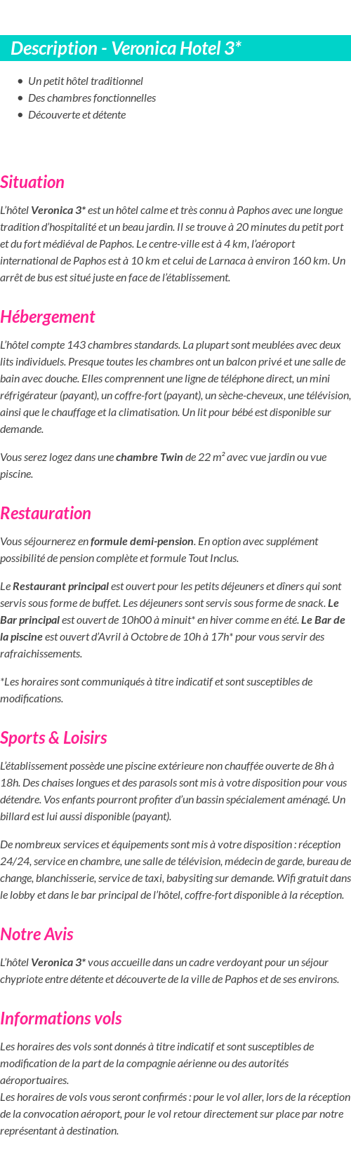 Détails du séjour