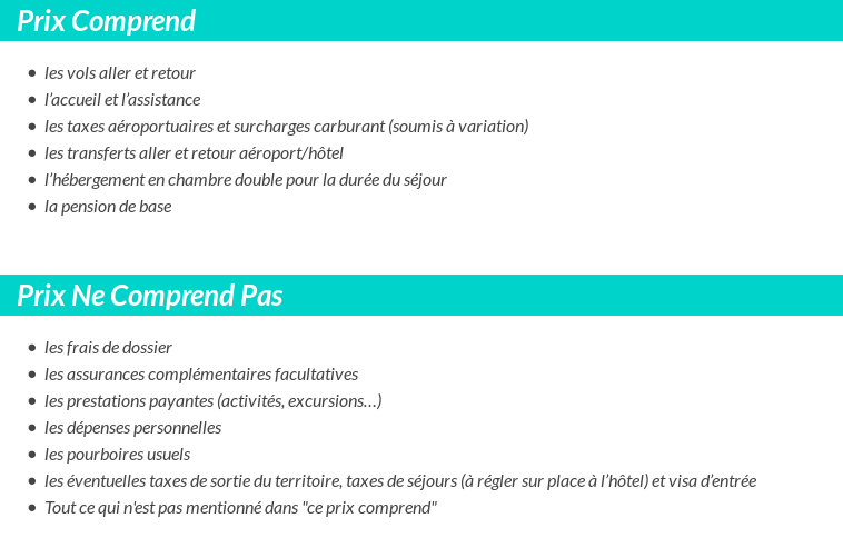 Conditions tarifaires