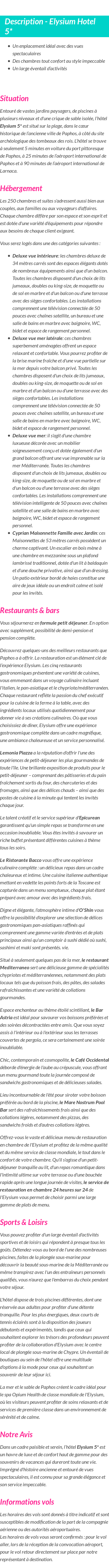 Détails du séjour