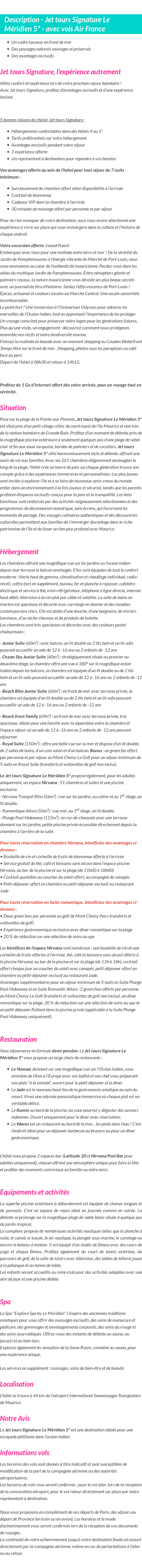 Détails du séjour