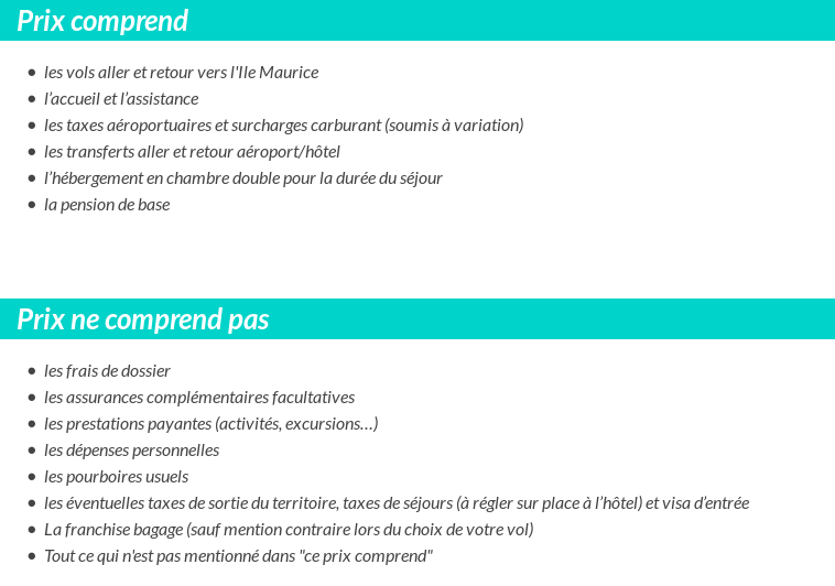 Conditions tarifaires