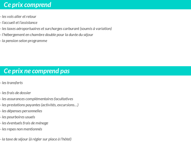 Conditions tarifaires
