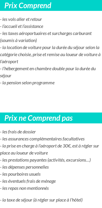 Conditions tarifaires