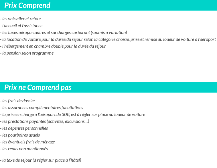 Conditions tarifaires