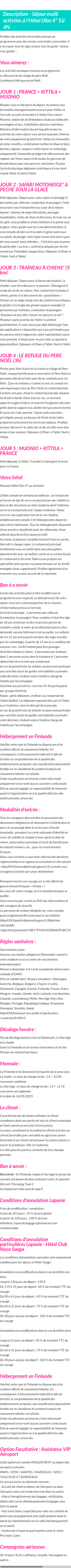 Détails du séjour