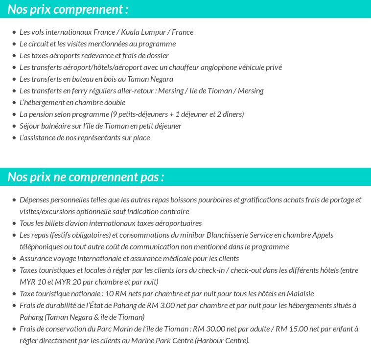 Conditions tarifaires