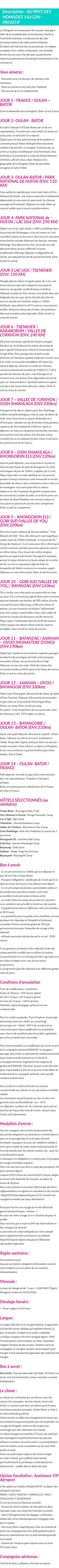Détails du séjour