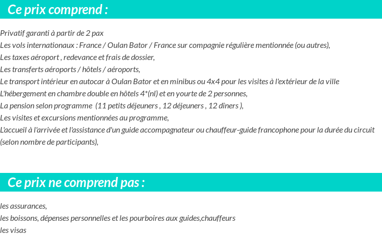 Conditions tarifaires