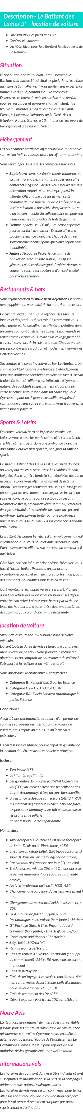 Détails du séjour