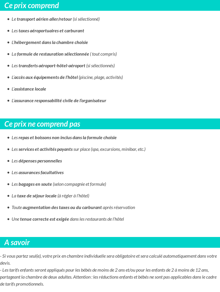 Conditions tarifaires