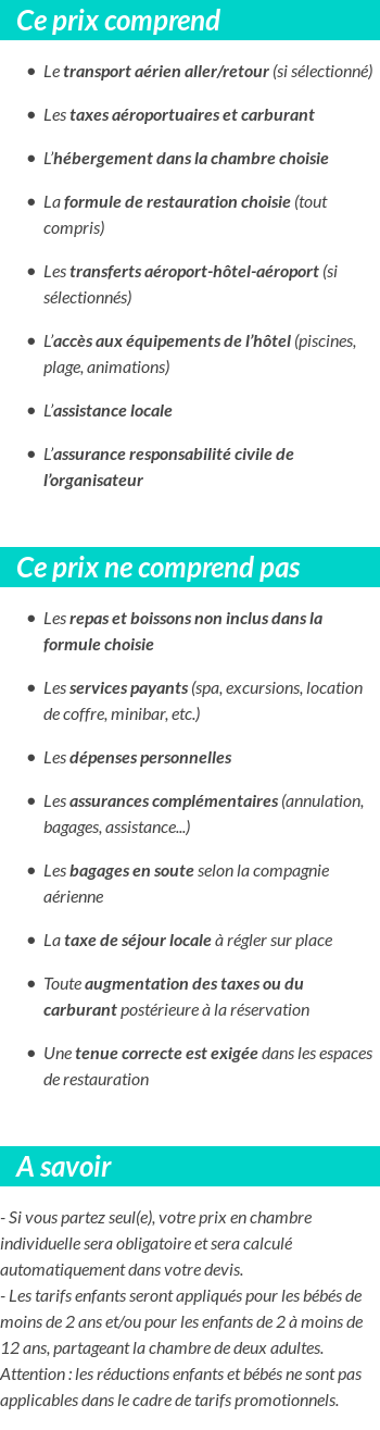 Conditions tarifaires