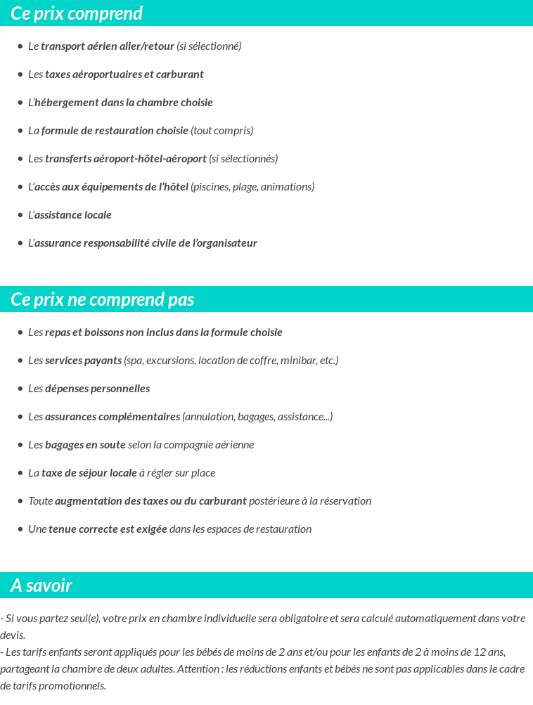 Conditions tarifaires