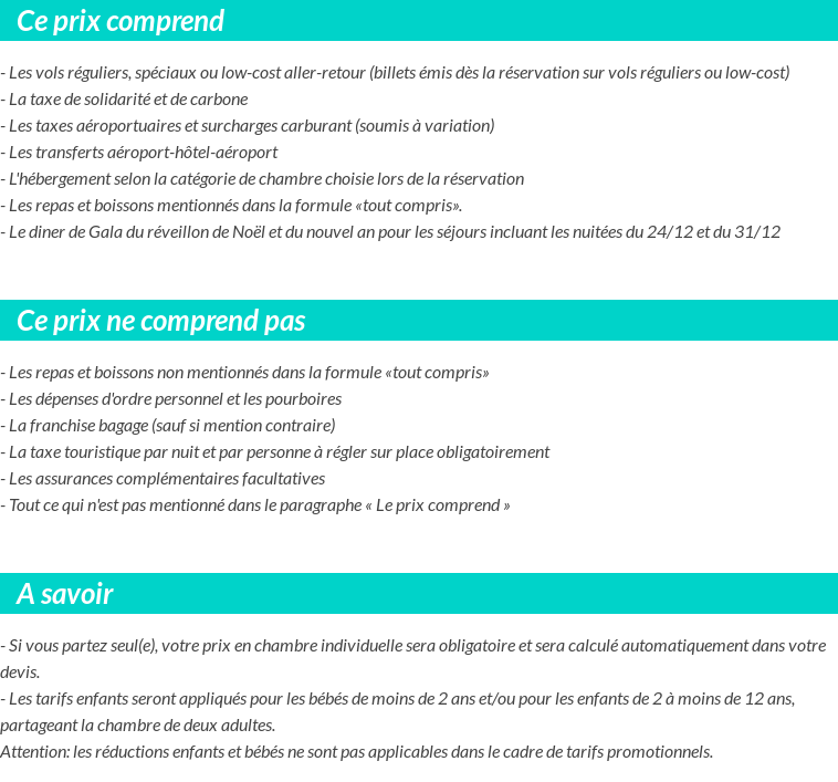 Conditions tarifaires