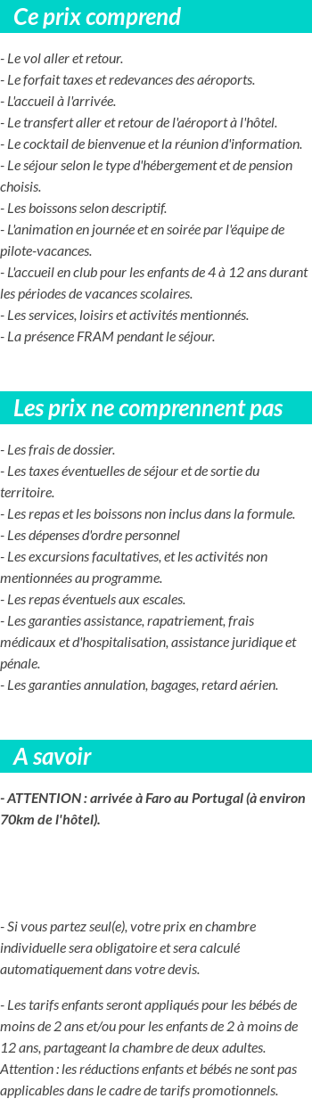 Conditions tarifaires