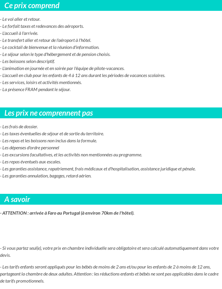 Conditions tarifaires