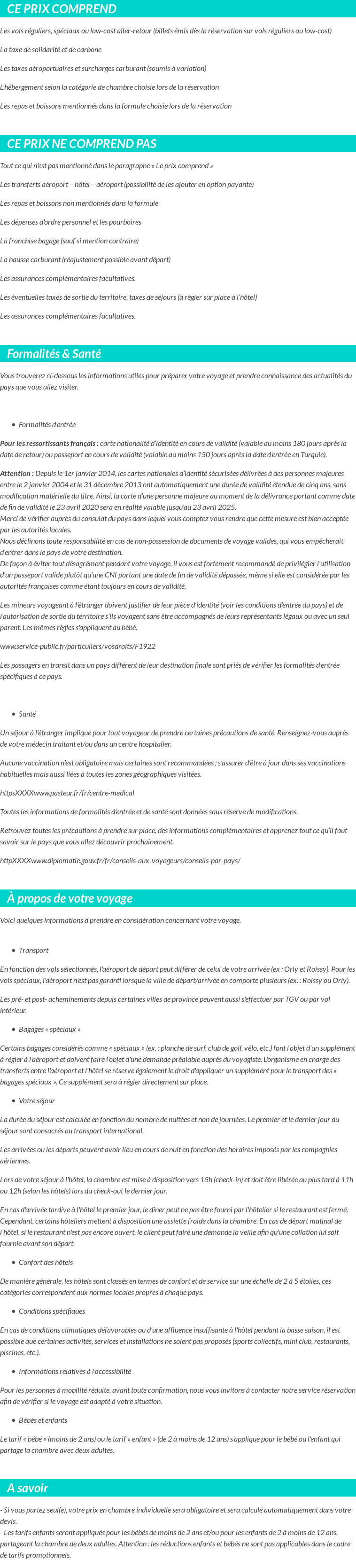 Conditions tarifaires
