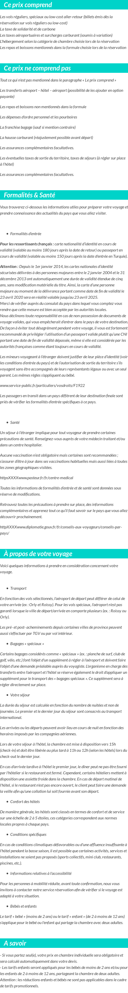 Conditions tarifaires