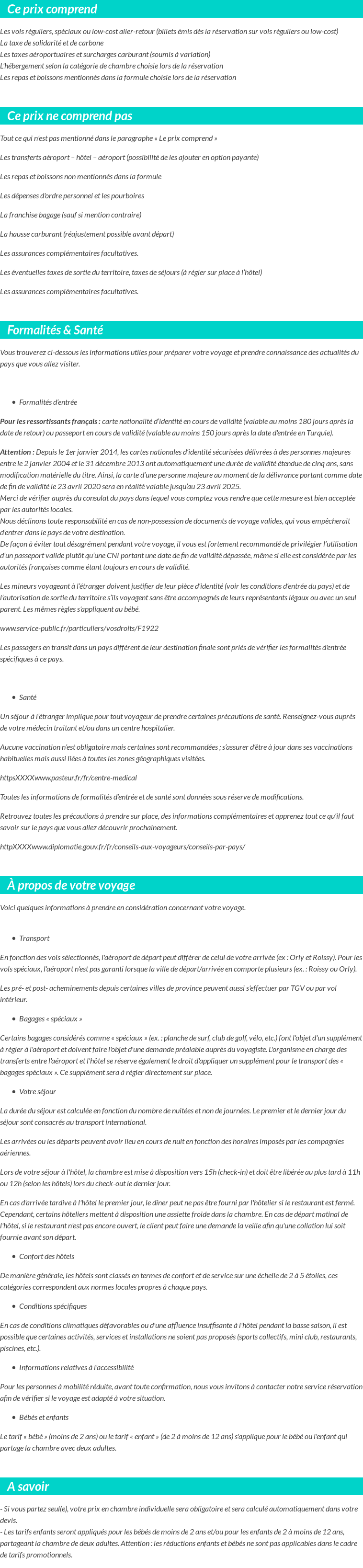 Conditions tarifaires