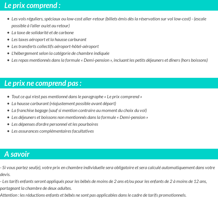 Conditions tarifaires