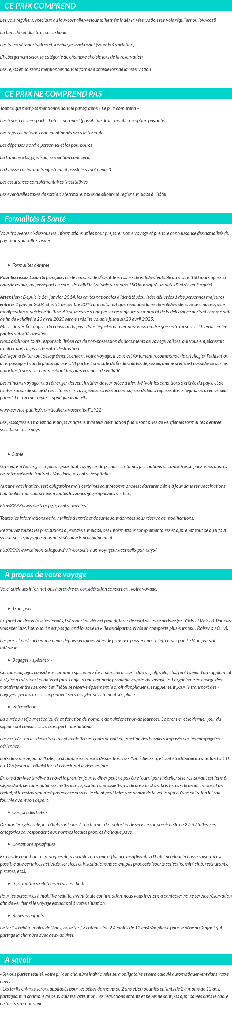 Conditions tarifaires