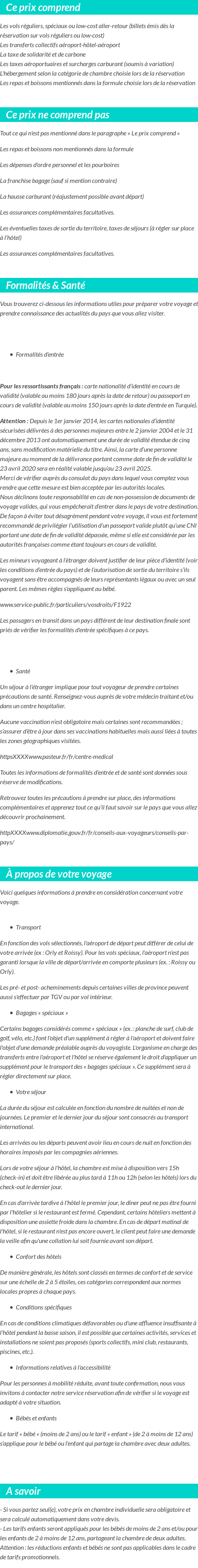 Conditions tarifaires