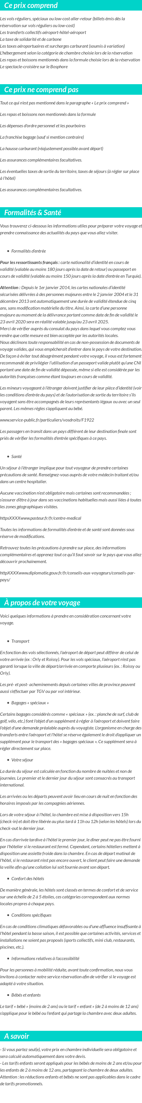 Conditions tarifaires