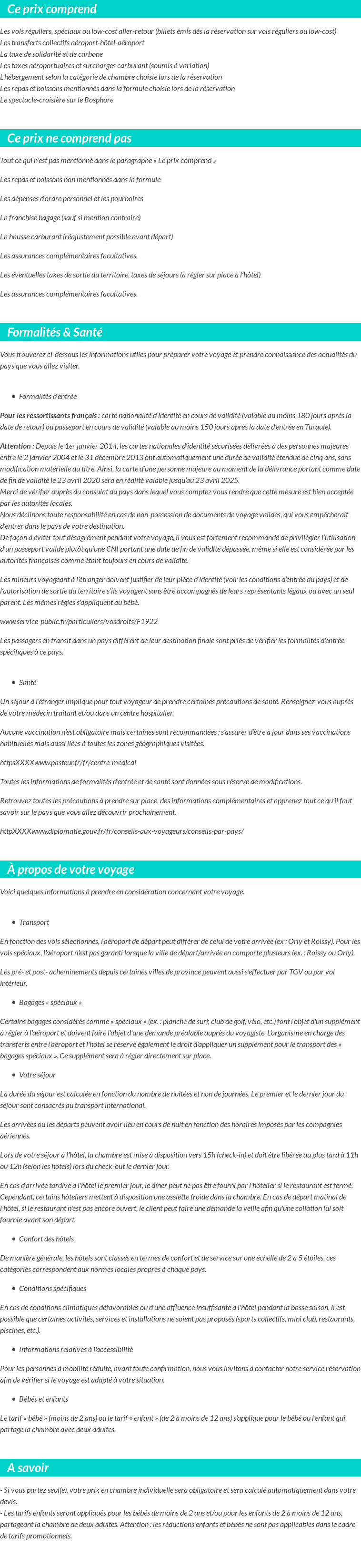 Conditions tarifaires