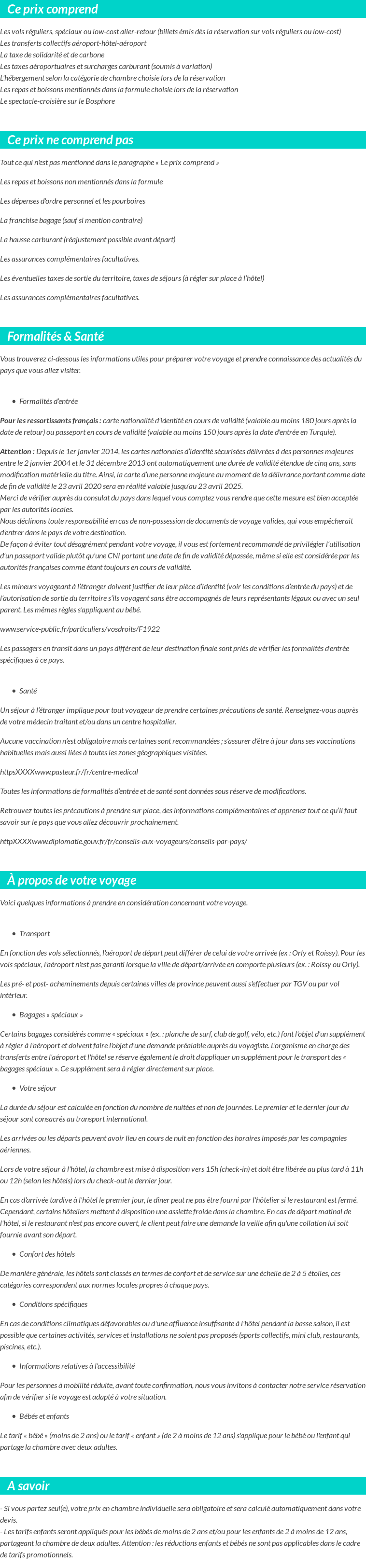 Conditions tarifaires