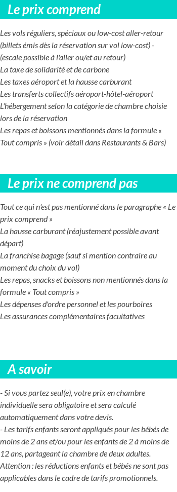 Conditions tarifaires