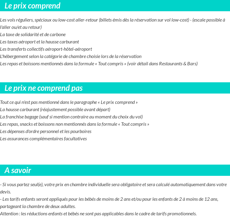 Conditions tarifaires
