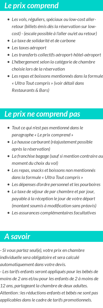 Conditions tarifaires