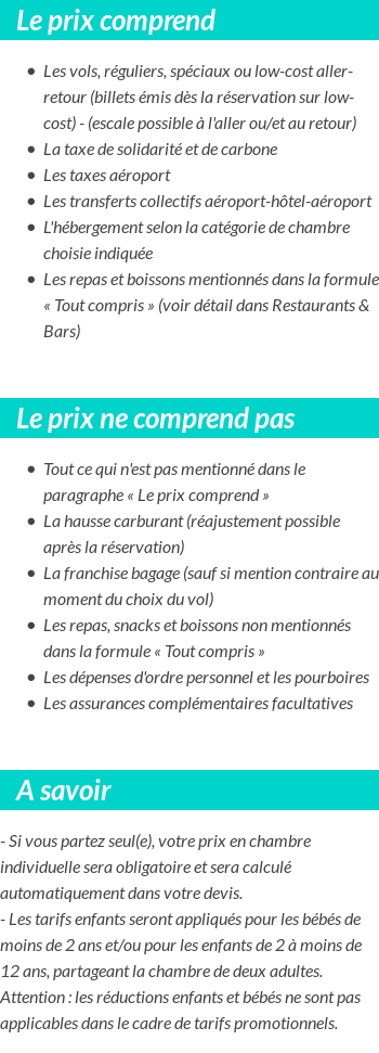 Conditions tarifaires