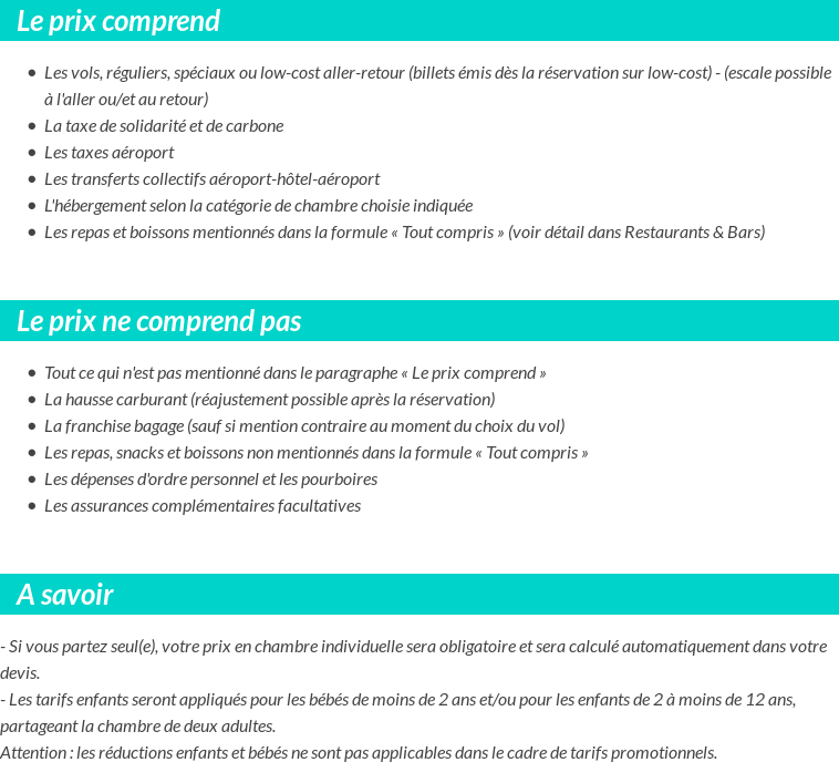 Conditions tarifaires