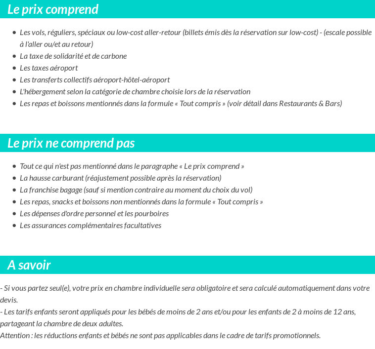 Conditions tarifaires