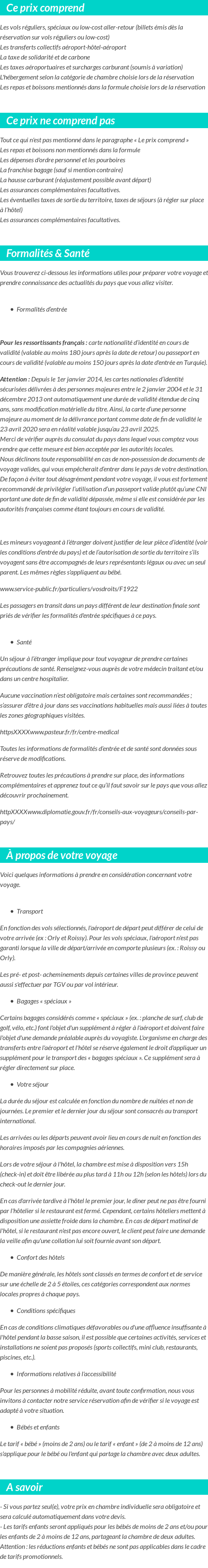 Conditions tarifaires