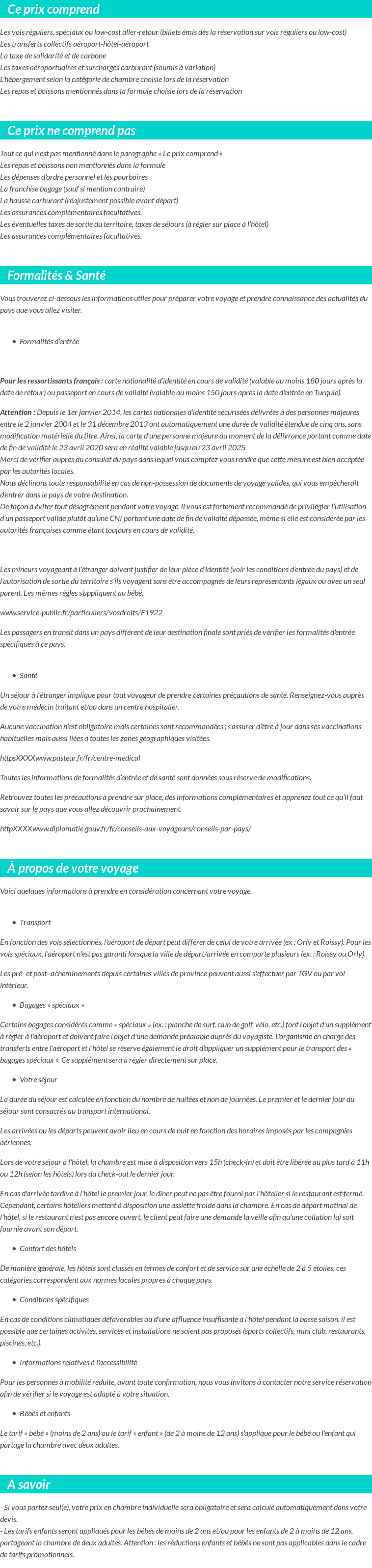 Conditions tarifaires