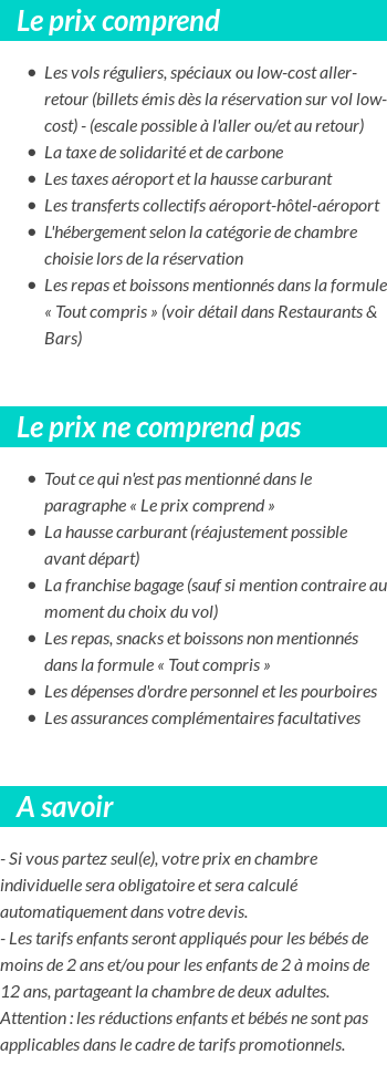 Conditions tarifaires
