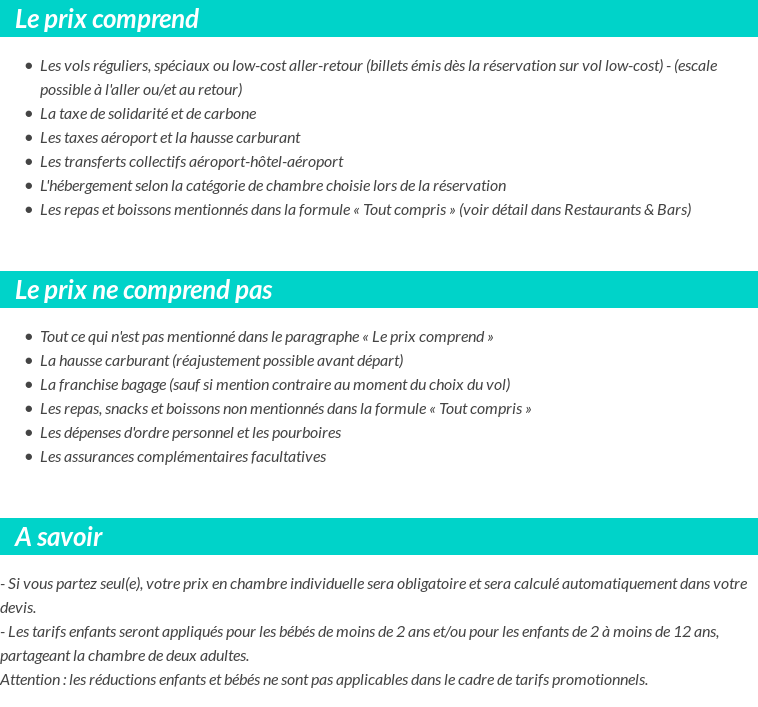 Conditions tarifaires