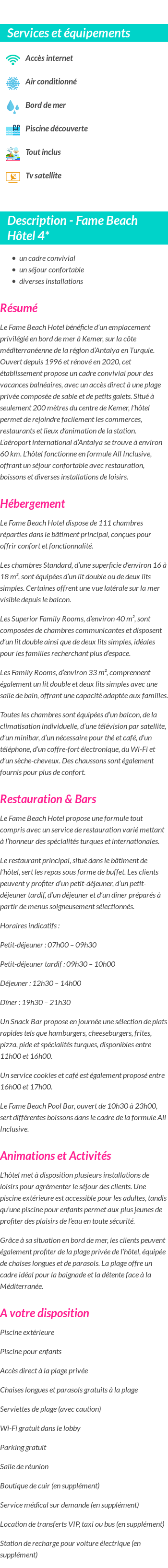 Détails du séjour
