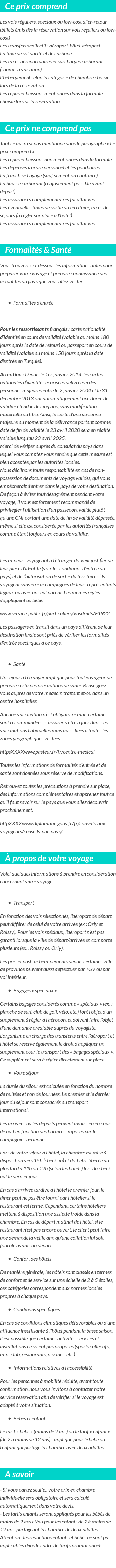 Conditions tarifaires