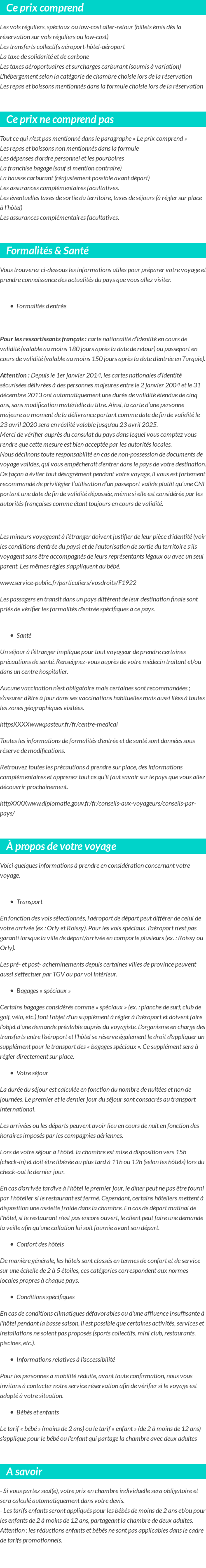 Conditions tarifaires