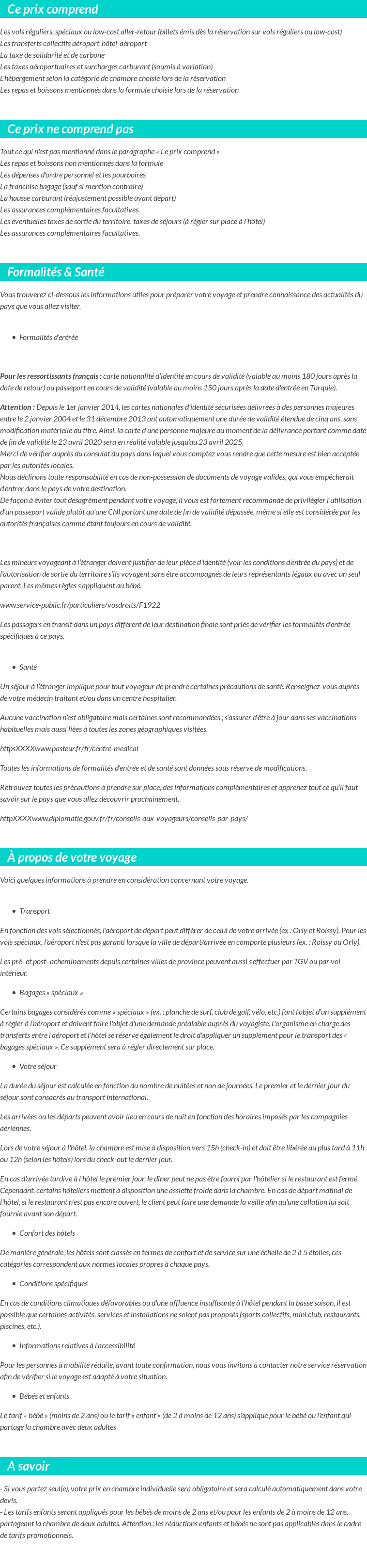Conditions tarifaires
